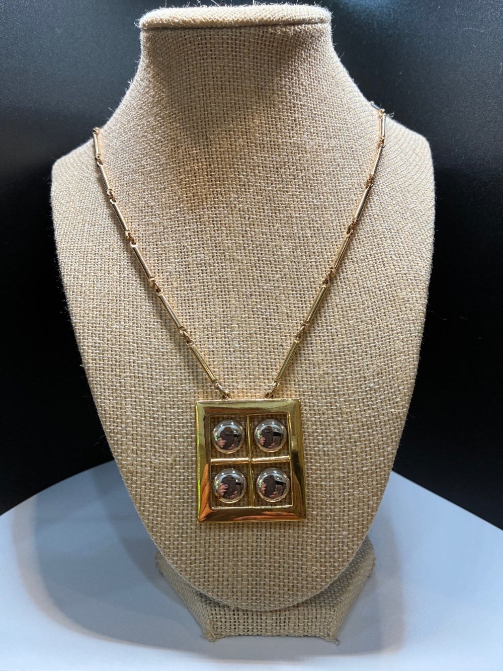 Vintage 1980’s two tone gold and silver artistry pendant necklace